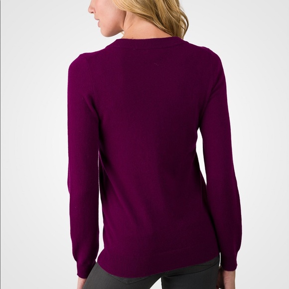 PLUM CASHMERE CREWNECK SWEATER - Picture 2 of 2